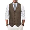 Nuevo Chaleco de Traje de Tweed Espiga para Hombre de Comercio Exterior Amazon Primavera y Otoño con Cuello de Solapa Vintage y Detalle de Cadena