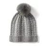 Gorro de Punto para Mujer Súper Suave de Cachemira Otoño e Invierno Nuevo Patrón Retorcido Pompon de Piel Genuina Desmontable Gorro Engrosado Cálido para Protección de Orejas