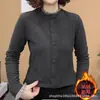 Invierno Nuevo Estilo Forro de Polar Cálido Base de Encaje Fruncido Camisa Elegante de Manga Larga para Mujer Atuendo de Mamá