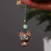 Sándalo Verde y Palo de Rosa Tallados Serpiente, Vaca, Oveja Cadena para Teléfono Móvil Colgante Creativo para Mochila