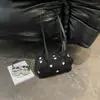 Bolsa tote grande de bolinhas foscas retrô transfronteiriça 2026, bolsa de ombro estilosa de nicho estilo coreano, bolsa baguette