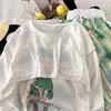 Pijama de Algodón Nube Estilo Coreano para Primavera y Otoño con Almohadillas en el Pecho para Mujer Nuevo Dibujos Animados Suelto Pantalones de Manga Larga Conjunto de Ropa para el Hogar