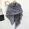 Chal Triangular Retro Otoño Invierno Chal Simple de Espiga Bufanda de Cachemira Sintética Chal Versátil de Tacto de Alta Gama Venta al por Mayor