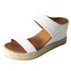 2021 verano nuevo Amazon wish comercio exterior color sólido pies talla grande cuerda de cáñamo tacón de cuña casual zapatillas de mujer