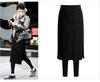 Comercio exterior estilo europeo y americano otoño e invierno cintura alta nuevos leggings para mujer ropa exterior dos piezas falsas forro polar/delgado culottes de una pieza