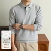 Estilo Old Money Punto Otoño/Invierno Capa Base para Hombre Color Sólido Ropa Interior Camisa POLO Camiseta Casual con Cuello para Hombre Ropa para Hombre
