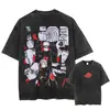 2026 Nueva Camiseta Lavada Retro de Moda de Naruto Manga Corta para Hombres y Mujeres Nueva Tendencia de Moda China Beige Negro