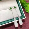 Pendientes de Plata de Ley 925 con Flor de Magnolia de Jade Blanco Incrustado y Esmalte cloisonné Estilo Étnico Vintage Joyería para Mujeres