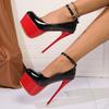 Zapatos de tacón alto nuevos de primavera europeos y americanos para mujer, tacones de aguja con bloques de color, zapatos sexys, plataformas impermeables, tacones súper altos, zapatos de mujer para discoteca, modernos