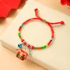 Pulsera Zongzi de Hortensia del Día de Mayo, Nueva Cuerda Roja Tejida a Mano para Niños y Bebés, Pulsera de Cuentas DIY de Alta Calidad