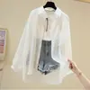 2026 Nueva Ropa de Abrigo para Mujer, Chaqueta Fina de Verano, Cardigan Camisa de Gasa Suelto Versátil Estilo Coreano de Manga Larga