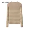 Suéter de malha fina 16 gauge canelado gola V redonda slim fit 100% caxemira pura com gola dividida em listra contrastante e textura canelada pullover para mulheres