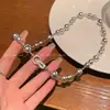 Collar de Perlas de Imitación Grises de Alta Gama con Diseño de Nicho y Temperamento Sofisticado, Cadena para Clavícula para Mujer, Cadena de Cuello Versátil Dulce y Fresca para el Verano