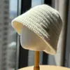 Sombrero de pescador retro simple de punto para exteriores para mujer, otoño e invierno, adelgazante, cálido, para circunferencia de cabeza grande, sombrero tipo cubo