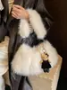 Nova bolsa de pelúcia estilo coreano, bolsa transversal fofa de cor sólida e peluda, bolsa de ombro simples e moderna, adequada para o trabalho e uso casual