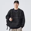 Inverno Novo Estilo Americano Padrão Abacaxi Gola Redonda Suéter Masculino Marca Tendência Malha Jacquard Top Camada Base Quente Suéter de Lã