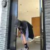 Versão em Couro~Bloqueio de Cores Clássicas Bico Costurado Solado Plano Sapatos de Treino Alemães Femininos Respiráveis Esportivos Sapatos Cortez Femininos com Cadarço Sapatos Individuais