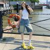 Jeans Anchos de Pierna Recta con Diseño Desestructurado de Verano Nuevo Young Orange# para Mujer, Sueltos, Adelgazantes, Largos, Versátiles