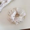 Lindo Scrunchie de Chifón con Corazón y Lunares de Malla y Encaje para Mujer, Alta Estética, Fresco Coletero para Moño, Accesorio para el Cabello