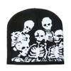 Gorro de lana con diseño de calavera transfronteriza de Europa y América, gorro de punto jacquard con calavera fantasma, gorro para festival de Halloween
