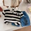 Ropa para Niños Conjunto de Verano Elegante para Niños 2025 Nueva Camisa a Rayas de Manga Corta de Moda Ropa de Moda para Niños Tendencia