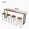 Mesa de Bar de Madera Maciza, Mesa de Comedor de Patas Altas, Mesa de Barra de Café, Mesa para el Hogar, Mesa Larga Simple de Pared para Tienda de Snacks y Té de Leche