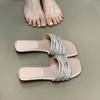 Sandalias de Verano sin Cierre Chuyuji a la Moda para Uso al Aire Libre, Sandalias de Punta Abierta con Tira de Pedrería y Tacón Bajo con un Toque de Lujo