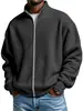 Estación Independiente Transfronteriza Europea y Americana Ropa de Hombre Estilo Americano Moda Desgastada para Hombre Chaqueta Sencilla de Color Sólido Waffle Cuello Alto con Cremallera