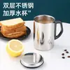 Taza aislada de acero inoxidable de doble capa, resistente al calor y a las quemaduras, con tapa, adecuada para uso en oficina, escuela y fábrica; disponible al por mayor