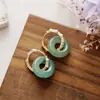 Brincos de Cristal em Formato de Rosca de Pedra Natural Europeia e Americana de Alta Qualidade, Brincos da Moda para o Dia a Dia, Brincos de Aço Inoxidável, Joias