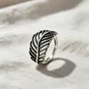 Anillo abierto de hoja de plata de ley s925, único y elegante, diseño vintage, anillo abierto de nicho exquisito y moderno