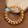 Pulsera de Cuentas Wenwan Dapeng Bird con Hueso de Yak Incrustado con Cubo de Bendición de 10,000 Caracteres, Cuentas de Hamburguesa de Turquesa, Joyería de Estilo Étnico, Venta al por Mayor