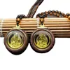 Collar Colgante de Buda Guanyin Chapado en Oro para Hombres y Mujeres, Colgante de Figura de Buda de Doble Cara para Mujeres, Colgante Chapado en Oro con Marco de Madera Imitación, Regalo de Zona Turística