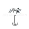 Pendientes de Aleación de Cobre Ecológicos Clavos para Hélice de Oreja de Estrella de Cinco Puntas Piercing de Aleación de Titanio G23 Joyería para Labios y Orejas