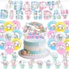 Decoração de Festa de Aniversário Tema Cão Canela Bandeira Cão Canela Topper de Bolo Balão Pingente Espiral Conjunto