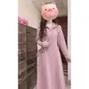 Novo Vestido Rosa com Capuz e Manga Longa para Mulheres 2025 Doce Menina Dopamina Vestido Moletom Slim Fit para Mulheres