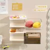 Caja de Almacenamiento Transparente Giratoria para Escritorio Montada en Pared con Diseño tipo Cajón para Estudiantes, Adecuada para Organizar Papelería y Cinta, Organizador de Algodón Montado en Pared