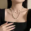 Espinhos, Prata Quebrada, Gipsofila, Colar de Pérolas, Novo Colar Feminino Simples e Versátil, Colar Corrente de Clavícula Feminino