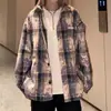 Camisa de Cuadros Tie-Dye Estilo Retro Americano para Hombre, Camisa de Manga Larga de Alta Gama para Primavera y Otoño, Chaqueta de Tendencia Nicho para Pareja