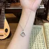 Collar Colgante de Plata de Ley S925 Nuevo Jade Espuma de Agua Trébol de Cuatro Hojas de la Suerte Estilo Europeo y Americano Moda Transfronteriza Cadena para la Clavícula