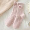 Calcetines de Terciopelo de Visón para Mujer, Calcetines Gruesos Cálidos de Media Caña para Otoño e Invierno, Calcetines de Dormir de Invierno con Bordado de Corazón para Mujer al Por Mayor