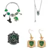 Venta Caliente Transfronteriza Harry Potter Casa Slytherin Serpiente Conjunto de Pulsera Pendientes Broche Collar En Stock Mayoreo
