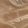 Cadena Única de Diseñador con Cuentas para Clavícula con Collar de Hueso de Serpiente de Doble Capa, Cadena de Cuello Versátil Simple y Elegante para Mujeres