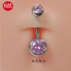 Anillo para el ombligo de aleación de titanio G23 Paquete de doble extremo Circonita 5A Redondo Fondo Curvo Clavo para el ombligo Fábrica Venta Directa en Stock