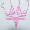 Lencería sexy traje de baño mini para mujer sexy copo de nieve malla transparente traje de bikini de tres puntos 524