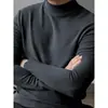 Camiseta base suelta informal transfronteriza, elegante y versátil, cómoda y adelgazante, camiseta de manga larga con cuello medio alto para hombre, marca de moda de otoño