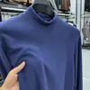 Camisa de terciopelo para hombre, cuello medio alto, informal, con forro polar, 2023 Invierno, ropa interior cálida con forro polar, suéter ligero