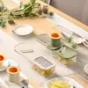 Cortador de Verduras Multifuncional 3 en 1, Rallador Doméstico de Acero Inoxidable, Rebanador de Jengibre y Ajo, Rallador con Protección para la Mano, Herramienta para Cortar Verduras