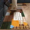 Tapete de Piso de Cocina Patchwork a Cuadros Retro Americano con Estrellas y Corazones, Tapete Antideslizante para Uso Doméstico, Felpudo Resistente al Aceite y a la Suciedad, En Stock