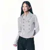 Jaqueta Moletom Curta Gola Lapela Zíper Assimétrico Retro Americano Feminina ins Cardigan Dupla Face Botão de Metal Irregular Spicy Girl